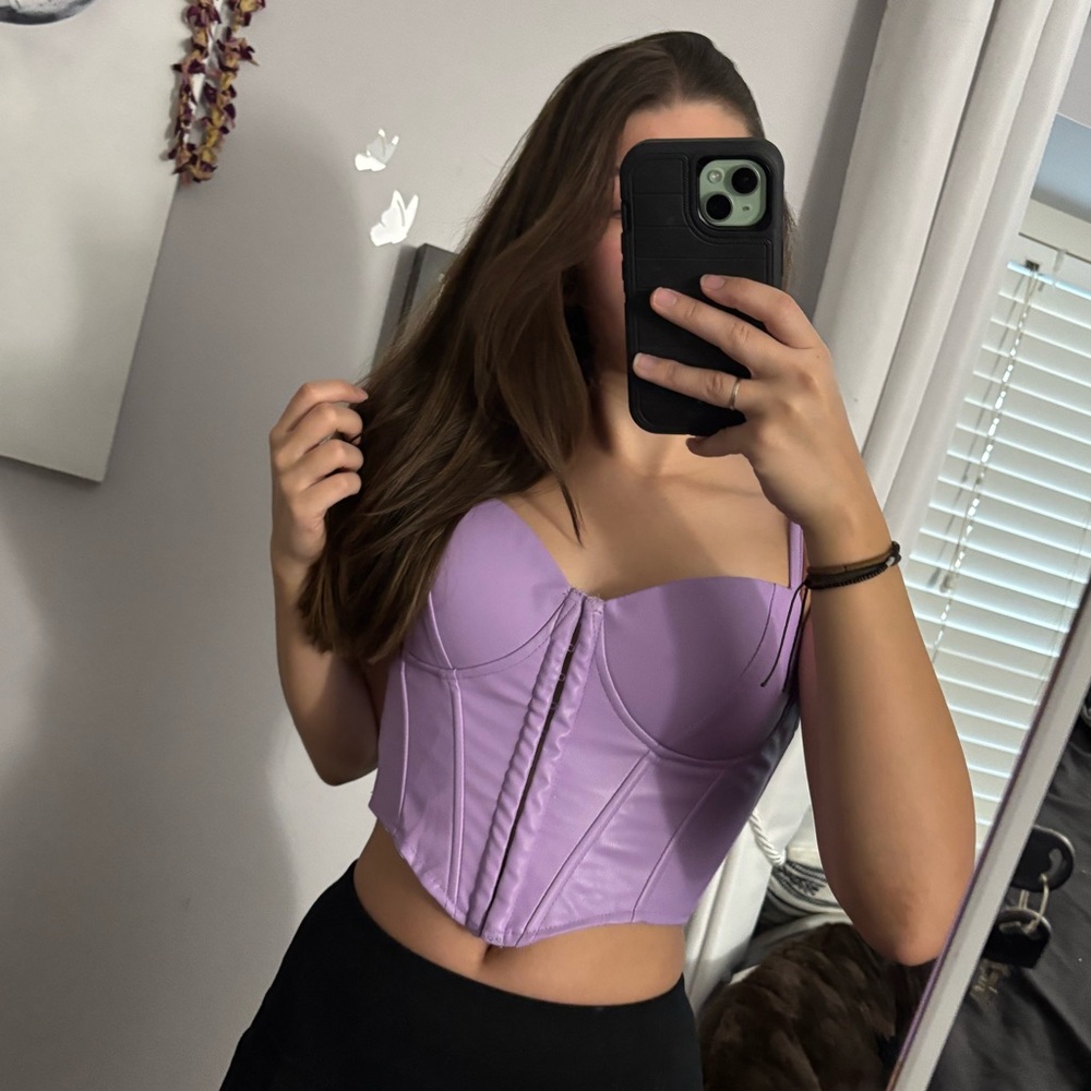 Purple pleather top